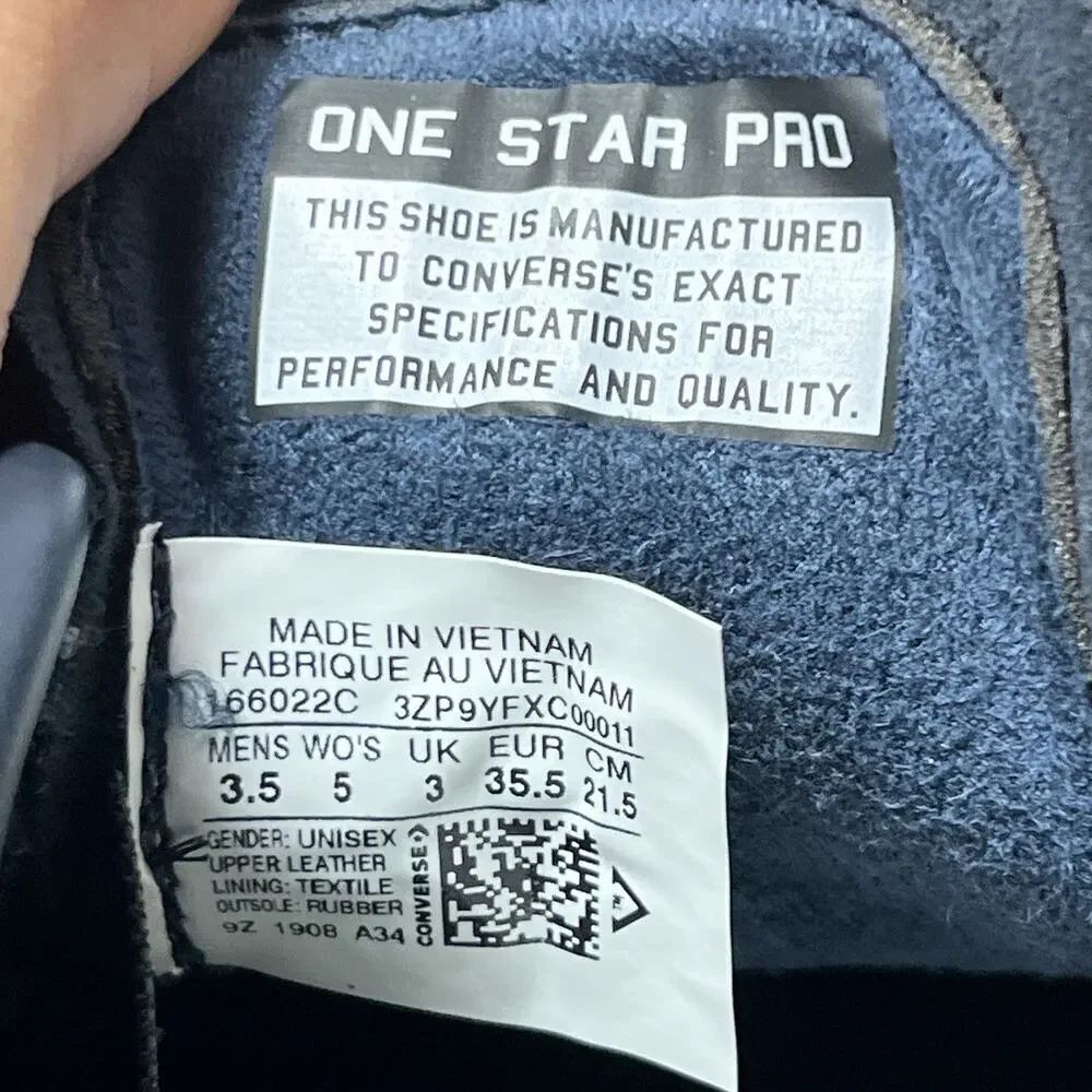 Converse One Star PRO Womens 5 Blue Suede Sneaker Lace Up Low Skate Shoe Men 3.5 - Picture 11 of 11